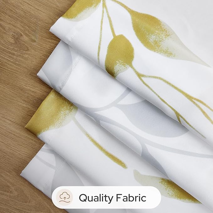 HOMEIDEAS Non-See-Through Gold and White Privacy Sheer Curtains 52 X 63 Inch - Image 7