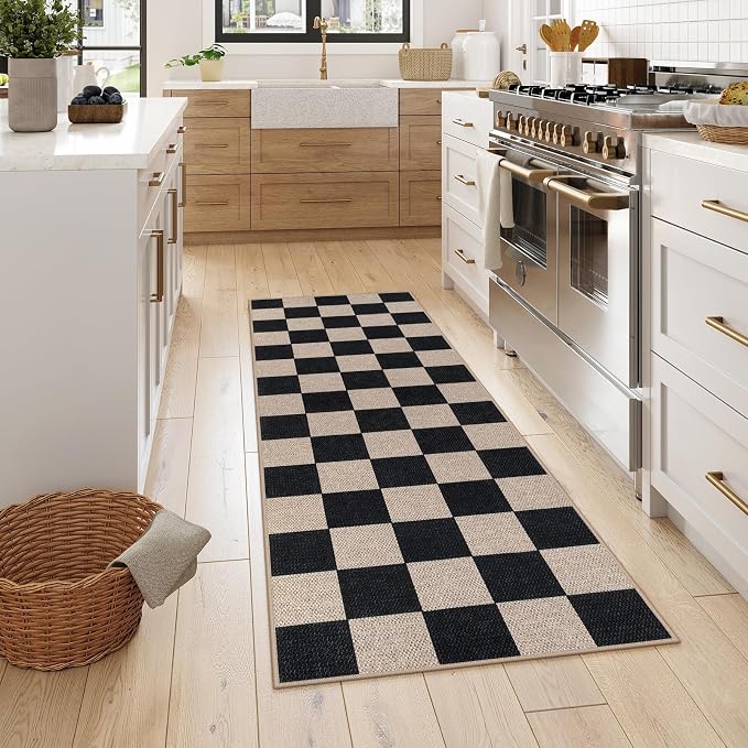 Lahome Colette Checkered Easy Jute Runner Rug, 2x6 Kitchen Runner Rug Non Slip - Image 2