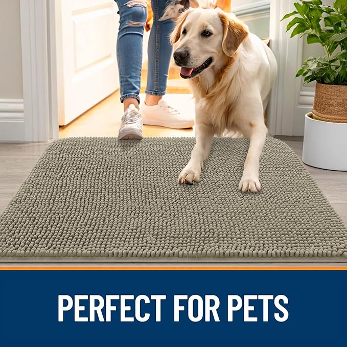 OLANLY Dog Door Mat for Muddy Paws 30x20, Super Absorbent Chenille Mud Mat | - Image 6
