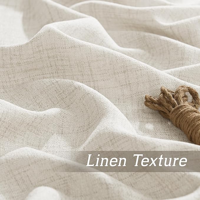 RYB HOME Living Room and Dining Room Curtains and Drapes Linen Sheer, Light - Image 3