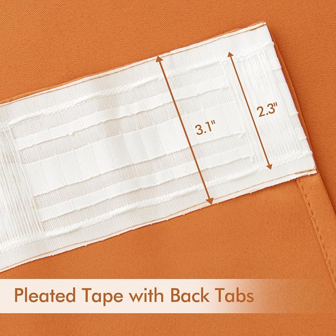 MIULEE Orange Back Tab Blackout Curtains 108 Inch Long 2 Panels Set - Image 4