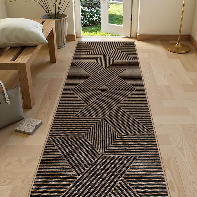 Lahome Enfys Modern Geometric Runner Rug, 2x8 Washable Rug Runners by Lahome