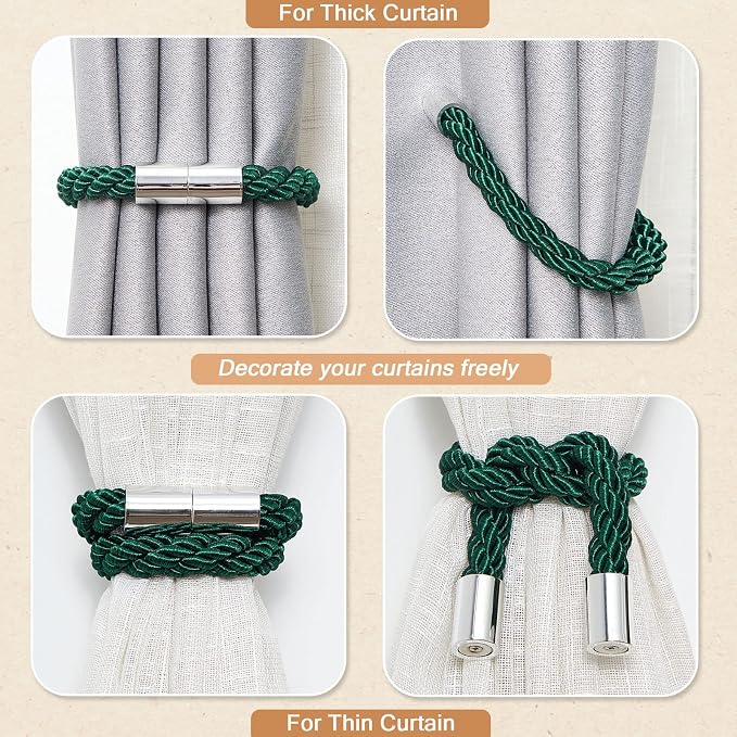 NICEEC 4 Pack Strong Magnetic Curtain Tiebacks Modern Simple Style Drape Tie - Image 6