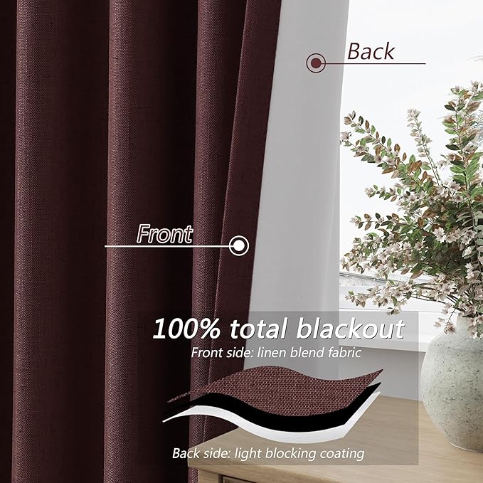 Guken 100% Blackout Curtains 108 Inch Length 2 Panels Set - Image 5