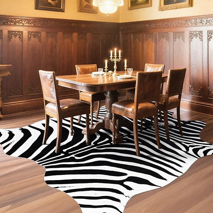 AROGAN Premium Faux Zebra Hide Rug 4.6 x 5.2 Feet, Sturdy and Large Size Bear - Image 6
