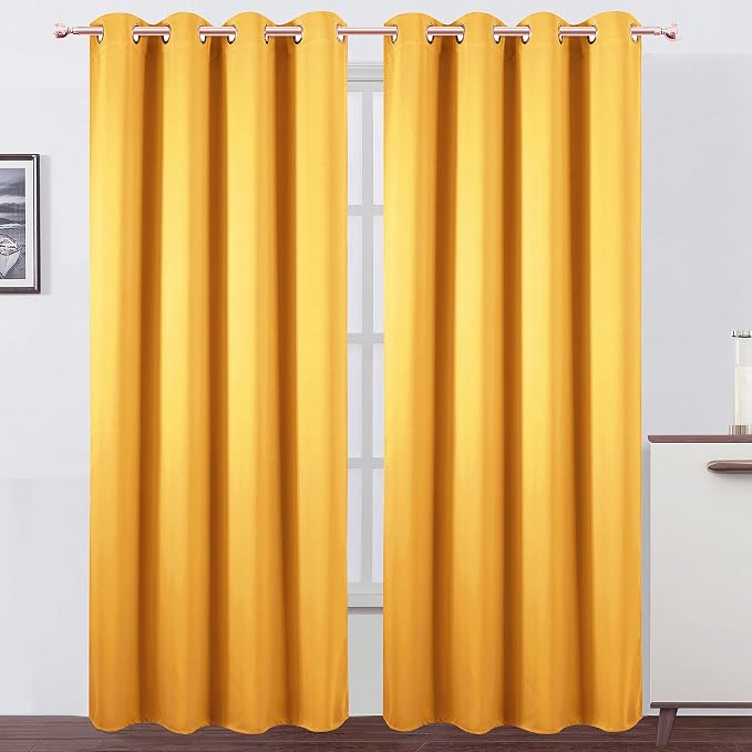 LEMOMO Yellow Blackout Curtains/52 x 108 Inch/Set of 2 Panels Thermal Insulated by Lemomo