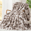 Luxury 1000GSM Faux Rabbit Fur Throw Blanket, Super Heavy Warm Cozy Grey by TOUCHAT
