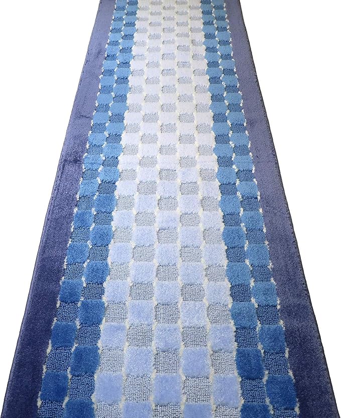 9 Ft Blue Hallway Runner Rug, Custom Size, Non Slip Washable, Pet Friendly | - Image 6