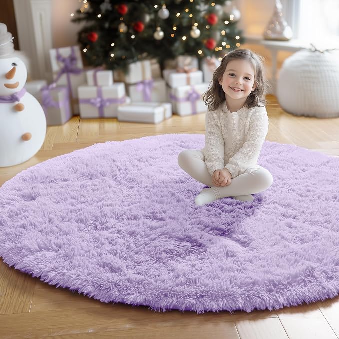Amdrebio Light Purple Circle Round Rugs 4Ft - Image 7
