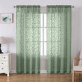 Lecloud Leia Sage Green Sheer Curtains 72 Inches Long 2 Panels, Jacquard by Lecloud