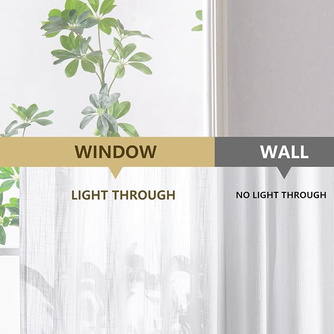 MYSKY HOME White Curtains for Living Room, Semi Sheer Curtains & Drapes Light - Image 7