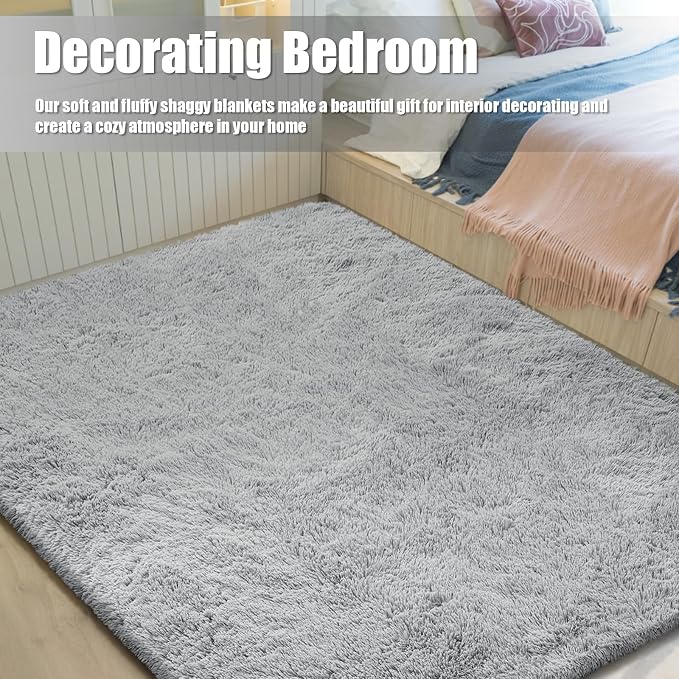 Shag Area Rug for Bedroom 4x6, Soft Fuzzy Rug Non-Shedding Indoor Plush Carpet - Image 6