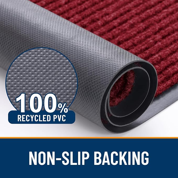 OLANLY 2-Pack Front Door Mats 33x21, Waterproof Heavy-Duty Doormats | Wine Red - Image 3