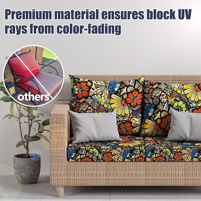 8Pcs Stretch Patio Cushion Covers, Outdoor Couch & Sofa Replacement Slipcovers - Image 3