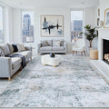 6x9 Washable Area Rug for Living Room Bedroom: Non-Slip Modern Blue Grey | by Oriannal