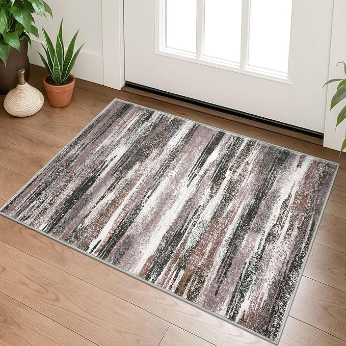 Lansny Modern Abstract Entryway Rug Indoor 2x3 Washable Rug Non-Slip Soft Small by lansny