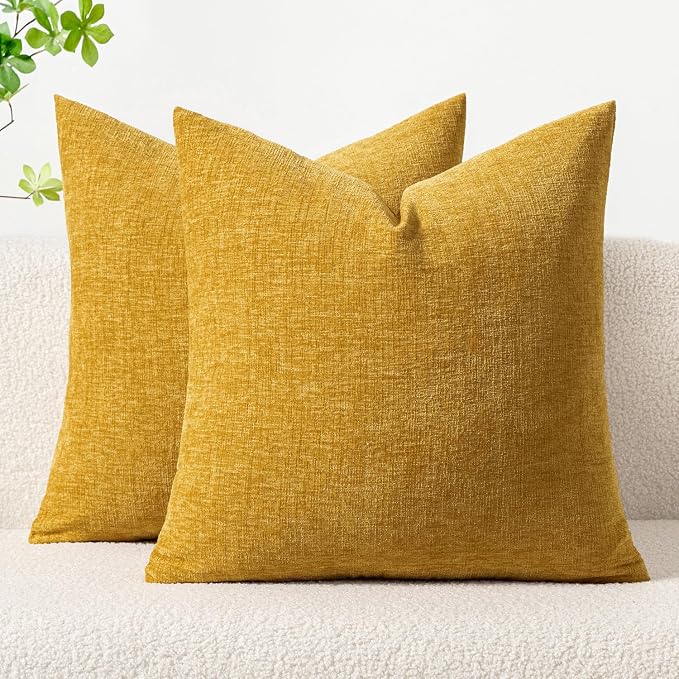 MIULEE Pack of 2 Mustard Yellow Throw Pillow Covers 20x20 Inch Soft Spring by MIULEE