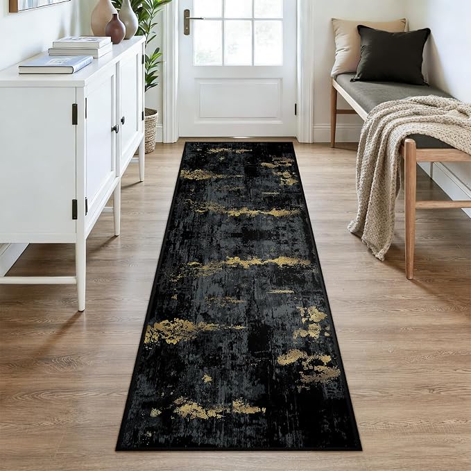 Washable Area Rugs 2'6''x8 Non-Slip Modern Abstract Soft - Image 3