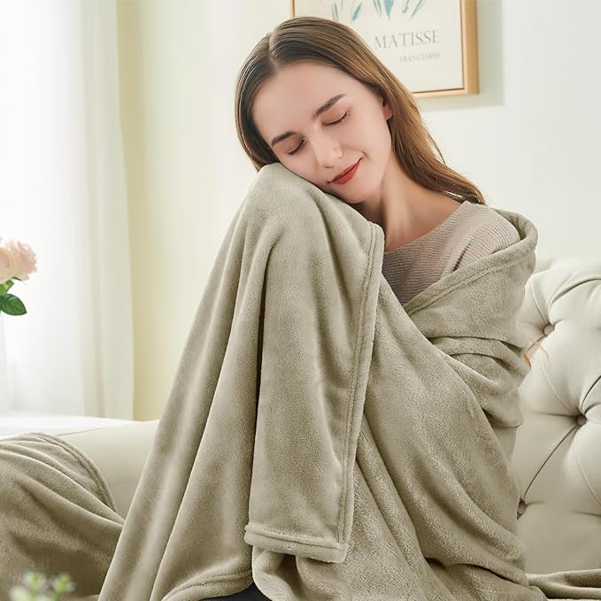 BEDELITE Fleece Blanket Twin Size Oat Linen Throw Blankets - Image 2