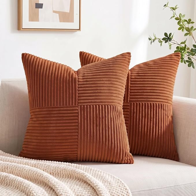 Fancy Homi 2 Packs Rust Samll Decorative Throw Pillow Covers 14x14 Inch - Image 7