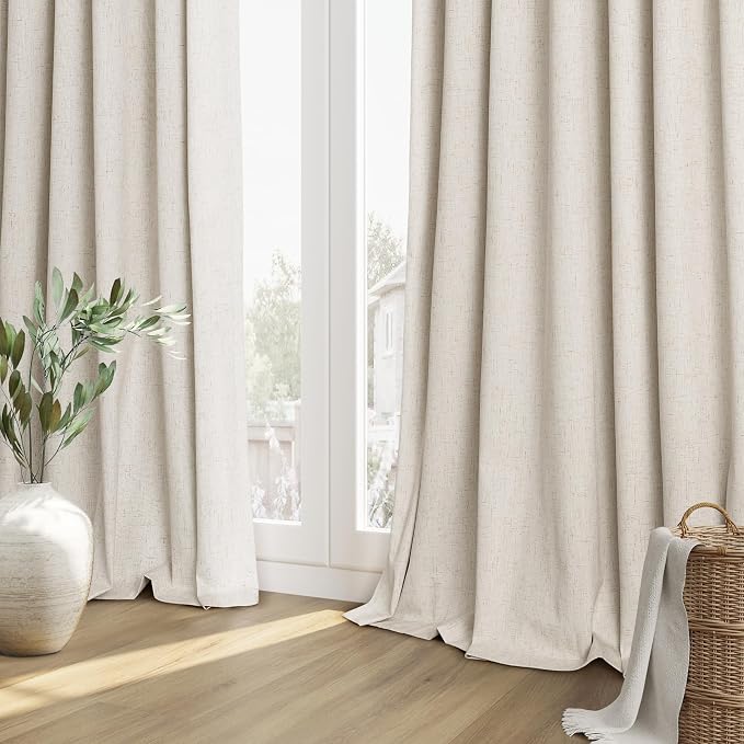Guken 100% Blackout Linen Curtains 102 Inch Length 2 Panels Set - Image 8