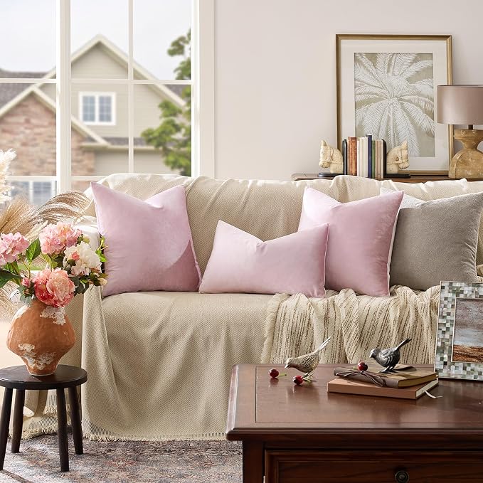 GIGIZAZA Sweet Lilac Velvet Throw Pillow Covers 22x22 Pack of 2 | Decorative - Image 6