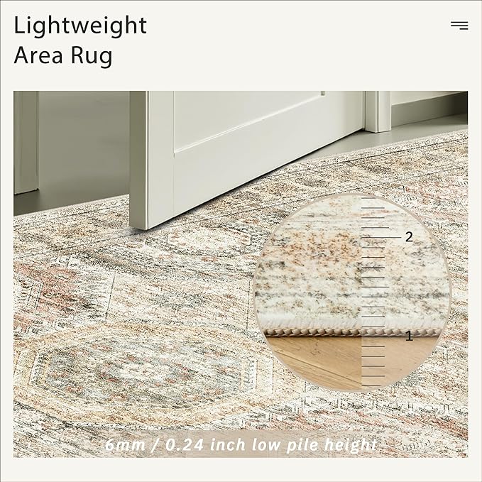 10x14 Area Rugs for Living Room, Non Slip Machine Washable Vintage Rugs - Image 7