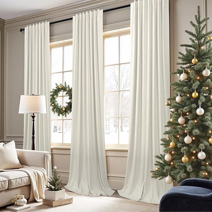 Small Blackout Curtains 54 Inch Length Linen Textured Short Black Out Curtains - Image 2