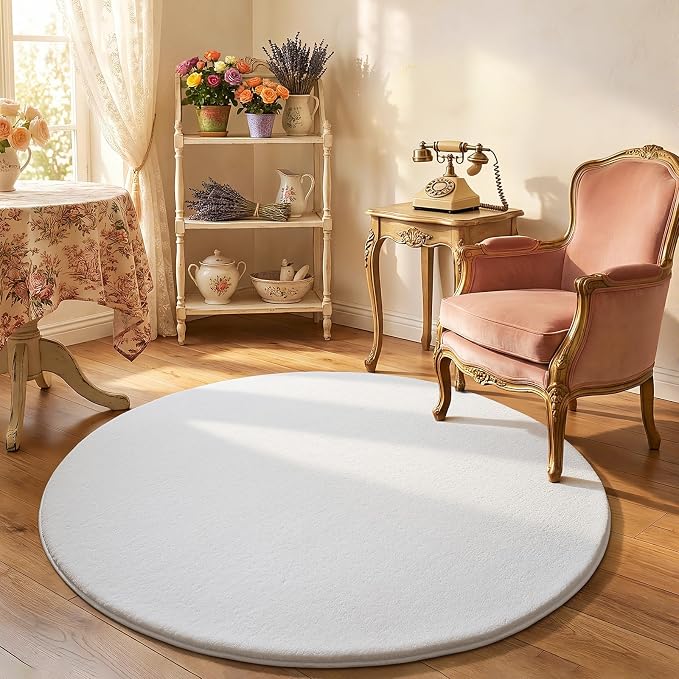 Amearea White Round Area Rugs 5ft Washable Circle Rugs - Image 8