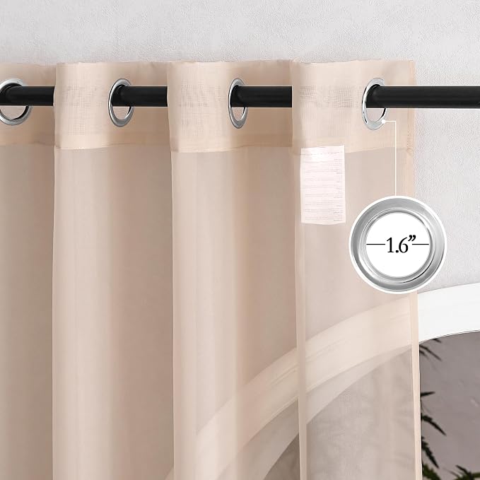 NICETOWN Taupe Sheer Curtains 54 inch Length, Grommet Voile Sheer Lightweight & - Image 2