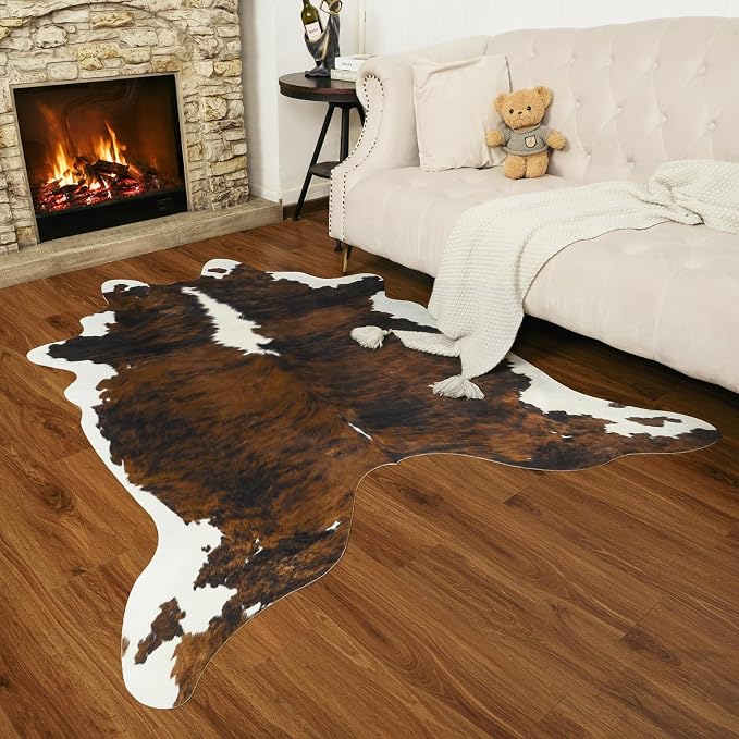 AROGAN Western Decor Faux Fur Cowhide Rug, 6.2x7 Feet Premium Animal Skin Cow - Image 7