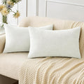 MIULEE Pack of 2 Couch Throw Pillow Covers 12x20 Inch Soft White Chenille by MIULEE
