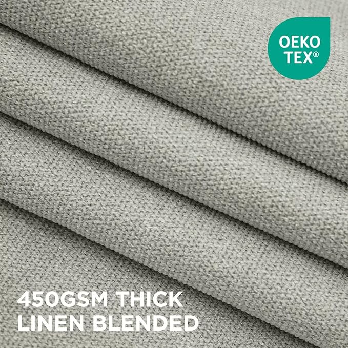 Joydeco Greyish White Pinch Pleated Thick Linen Curtains 84 Inch Long 2 Panel - Image 3