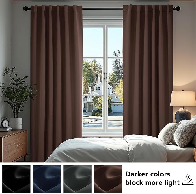 Deconovo Blackout Curtains, Thermal Insulated, W52 x L54 2 Panels, Back Tab - Image 4