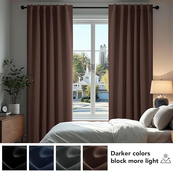 Deconovo Blackout Curtains, Thermal Insulated, W52 x L108 2 Panels, Back Tab - Image 4