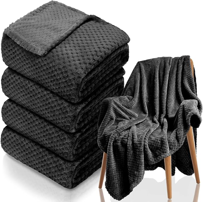 4 Pack Fleece Throw Blankets 50x60 Inches by Tewloss