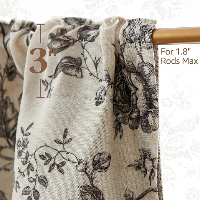 jinchan Amlie Floral Linen Valance Curtain Farmhouse Kitchen Valance - Image 8