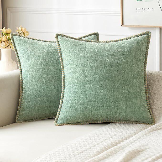 MIULEE Pack of 2 Couch Throw Pillow Covers 20x20 Inch Greyish Green Farmhouse by MIULEE