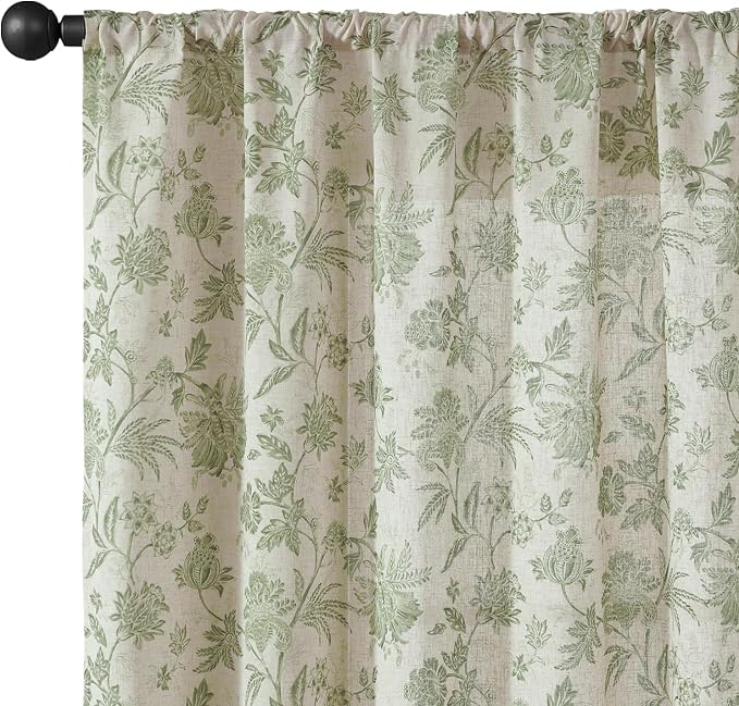 jinchan Linen Floral Curtains for Living Room - Image 9