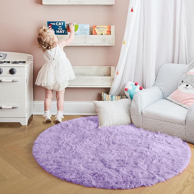 Amdrebio Light Purple Round Circle Rug 5Ft - Image 7