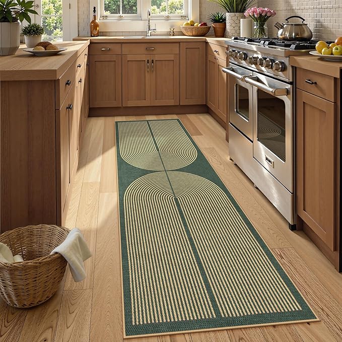 Lahome Enfys Modern Rainbow Easy Jute Kitchen Runner, 2x8 Indoor Outdoor Runner - Image 2