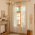MYSKY HOME Bohemian Linen Sheer Macrame Curtains 72 Inch Length, Back Tab by MYSKYHOME