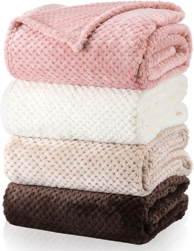 Newwiee 4 Pcs Flanne Fleece Throw Blanket by Newwiee