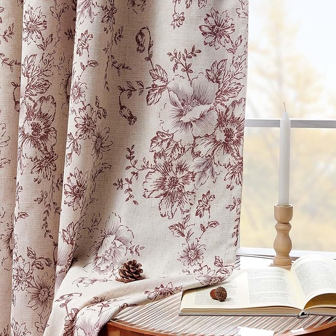 jinchan Blackout Floral Curtains - Image 3