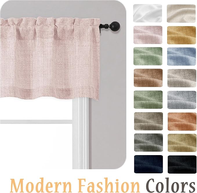 OWENIE Blush Pink Valances for Windows 1 Pcs, Light Filtering Textured - Image 8