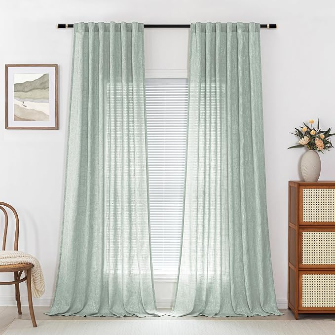 MYSKY HOME 95 Inch Curtains Farmhouse Light Filtering Privacy Curtain Drapes - Image 2