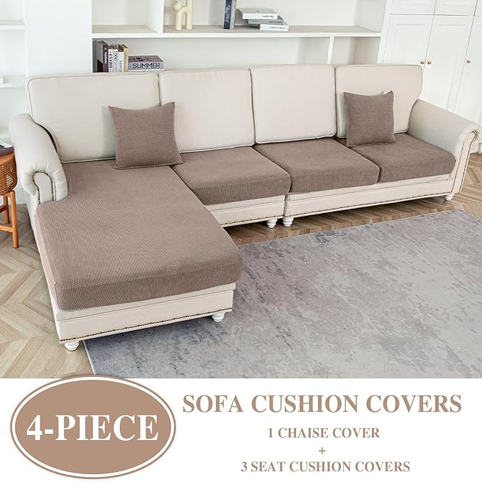 Couch Cushion Covers for Sectional Sofa L Shape Washable Separate Seat Chaise - Image 2