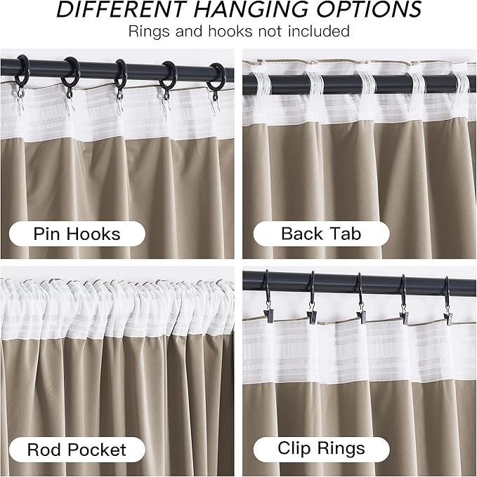 RYB HOME Camel Beige Velvet Curtains - Image 2