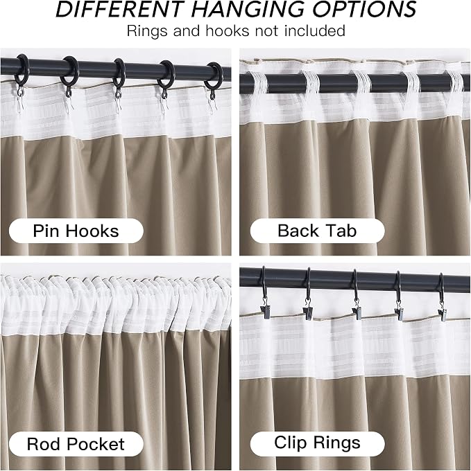 RYB HOME Camel Beige Velvet Curtains - Image 2