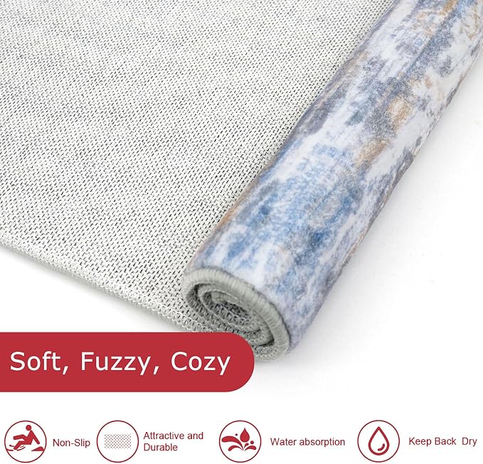 KOZYFLY Modern Abstract Washable Rug Runner 2.6x18 Hallway Rug Runner Non-Slip - Image 6